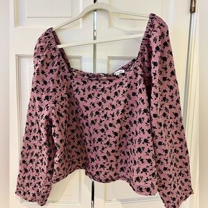 Madewell Women’s Cropped Top Purple Floral 100% Cotton Size XXL